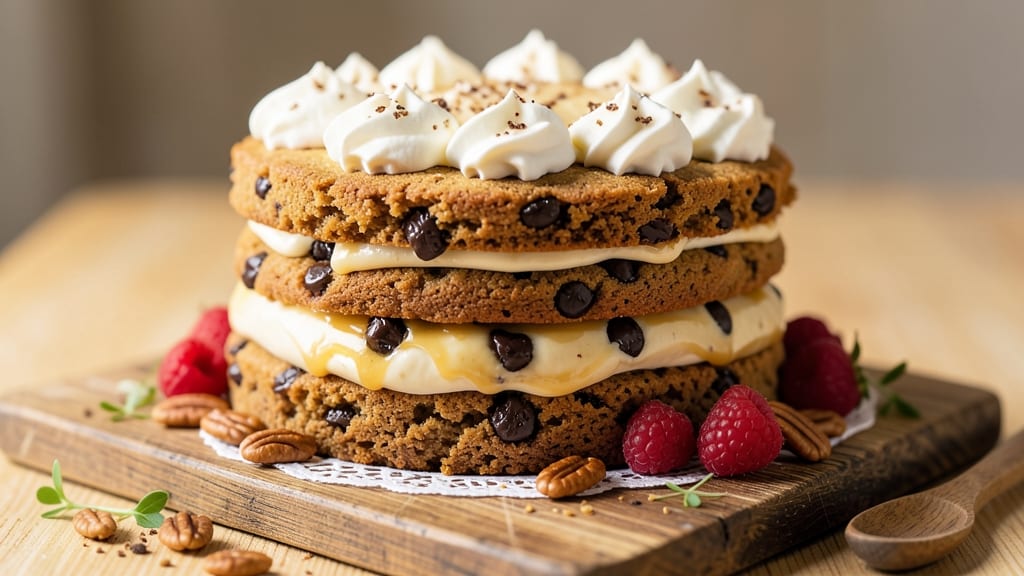 Best Chocolate Chip Cookie Cake Recipe Ever: Triple-Layered Tower With Warm Chocolate Rivers