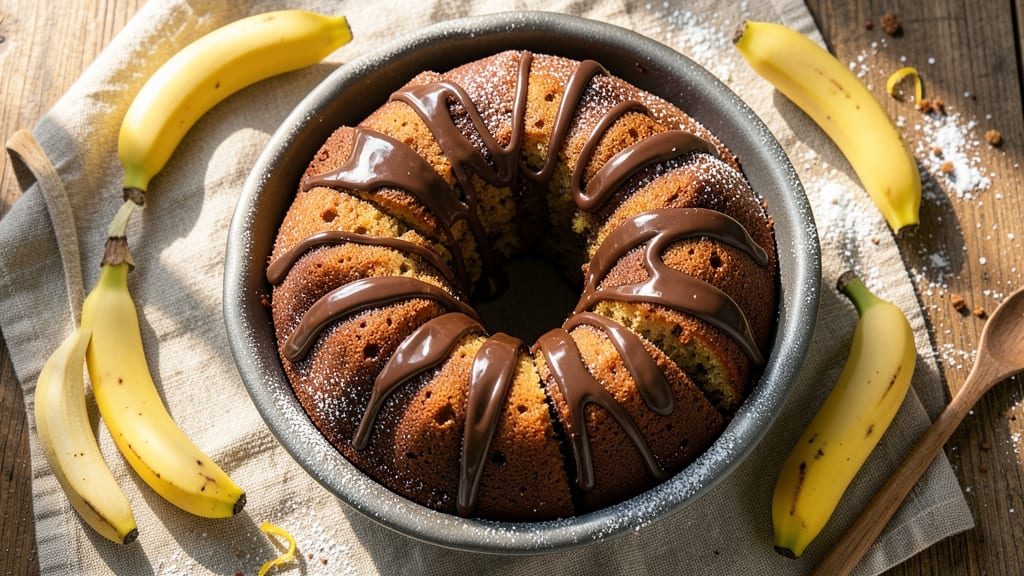 Banana Chocolate Bundt Cake Recipe: Triple-Layered Crunch With Warm Vanilla Streaks