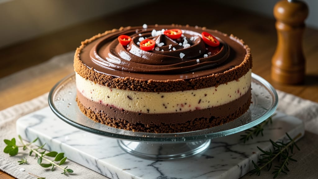 Chilli Chocolate Cheesecake Recipe: Spiced Coffee Ganache With Crunchy Top Layers