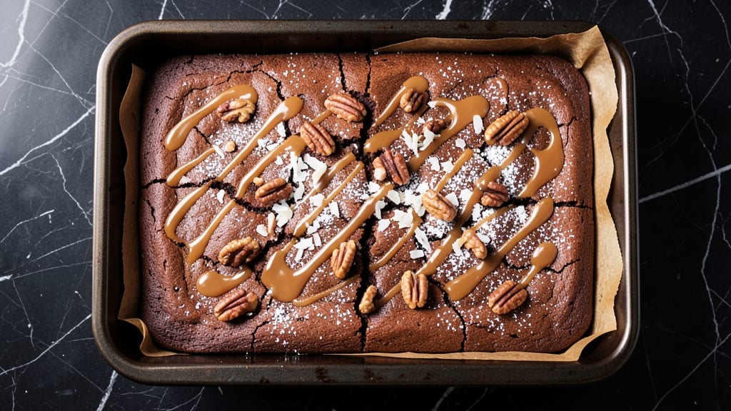 Caramel Brownie Recipe with German Chocolate Cake: Pecan-Studded Fudge With Coffee-Infused Ganache