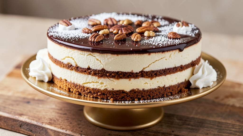 Cheesecake Factory German Chocolate Cheesecake Recipe: Pecan-Studded Crunch and Coffee-Infused Ganache Layers