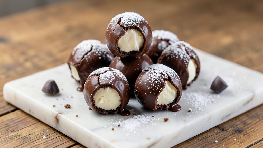 Cheesecake Balls Dipped in Chocolate Recipe: Crunchy Cocoa Shells Hide Ultra-Creamy Centers