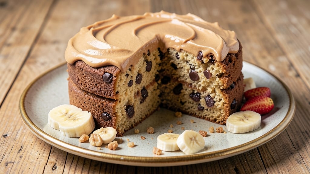 Banana Chocolate Chip Cake With Peanut Butter Frosting Recipe: Triple-Layered Joy in One Bowl