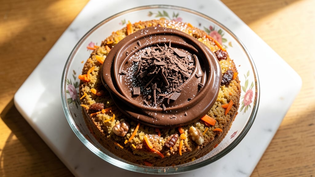 Carrot Cake Recipe With Chocolate Topping: Triple-Layered Moistness and Fudgy Ganache Rivers