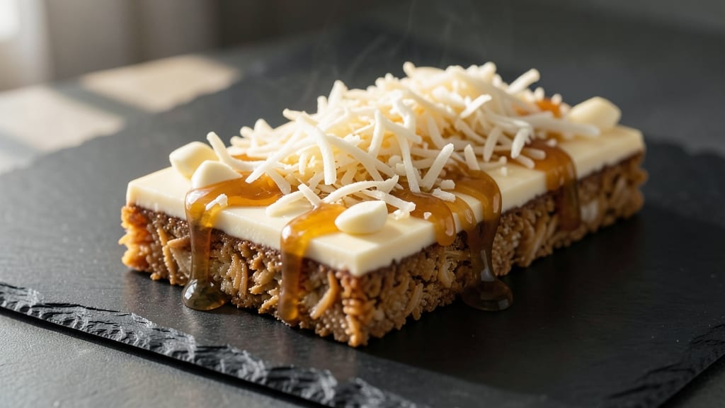Bounty-Inspired Coconut Chocolate Bars Recipe: Crunchy Top and Melty Chocolate Rivers