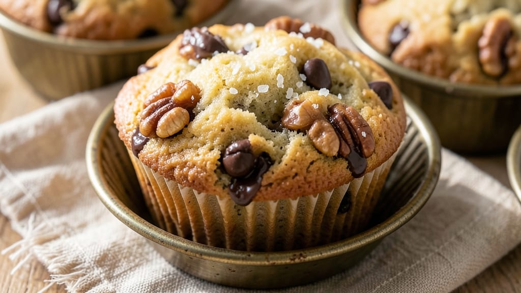 Banana Walnut Chocolate Chip Muffins Recipe: Crunchy Top and Moist Centers