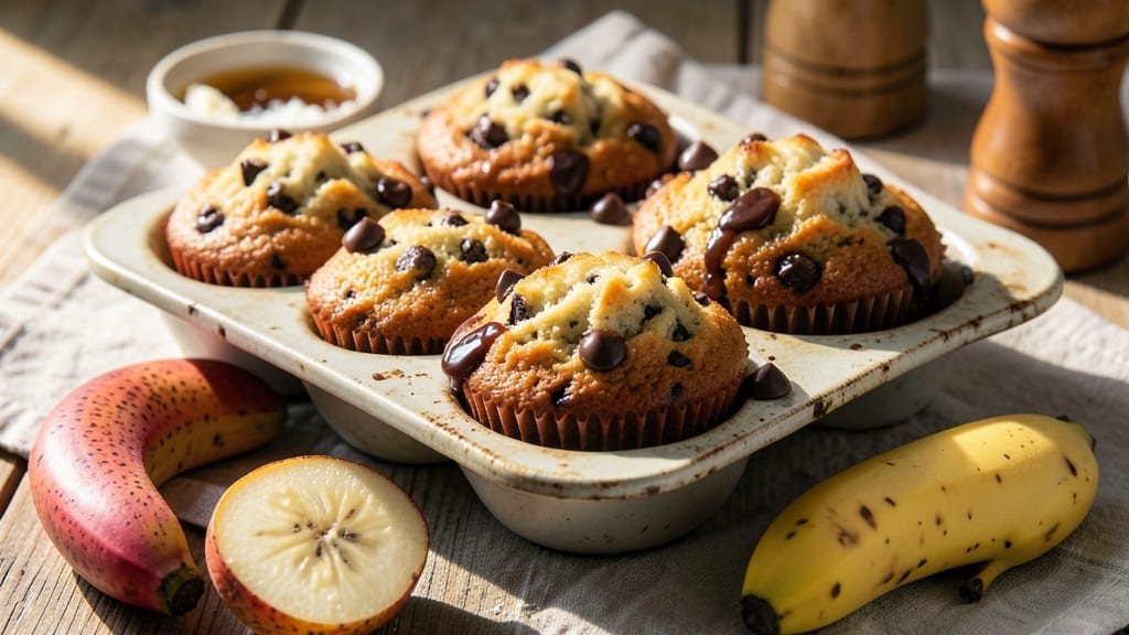 Banana Chocolate Chip Muffins Recipe UK: Triple-Layered Crunch With Warm Vanilla Streaks