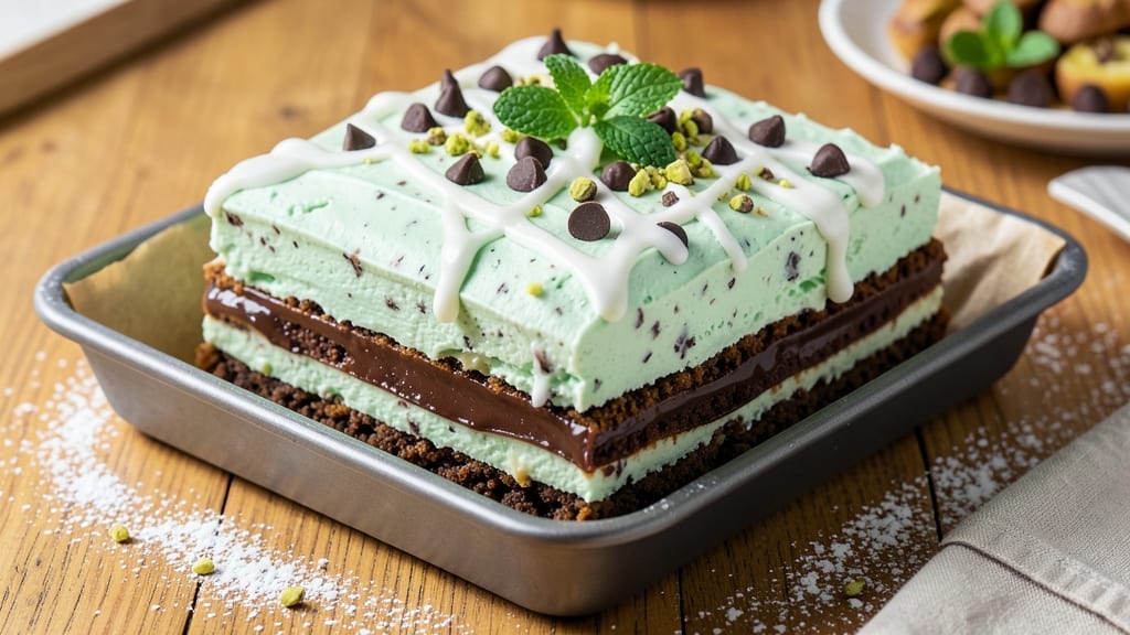Baskin Robbins Mint Chocolate Chip Ice Cream Cake Recipe: Cool Whip-Like Layers and Crunchy Cookie Crust