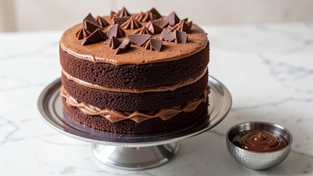 Best Chocolate Cake Recipe For Decorating: Level Cake Base With Clean Frosting Slate